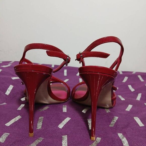 Le silla womens size 38 us 6.5 maroon slingback pump stiletto sandals Italian - Picture 5 of 8